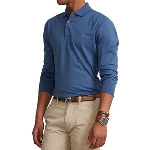 Polo Ralph Lauren Men Sz XL Blue Classic Fit Long Sleeve Soft Cotton Polo Shirt
